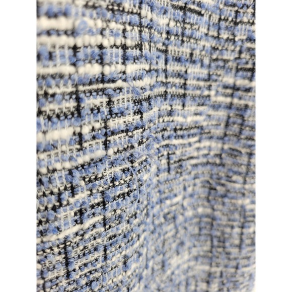 Loft 12 Tweed Dress Blue Black White Pencil Knee Length Short Sleeve Cut out V - Picture 5 of 8